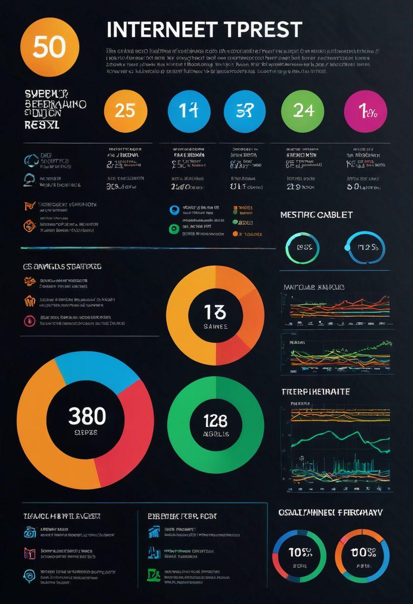 A detailed infographic showcasing a side-by-side comparison of speed test results and service quality metrics for various internet service providers, featuring bold graphs, colorful charts, and icons representing different technologies (like fiber optic and cable). The background should be sleek and modern, with a digital feel, highlighting the importance of both speed and reliability in internet performance evaluation. super-realistic. vibrant colors. white background.